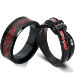 New Black Gold Garnet Red Cross Zircon Ring