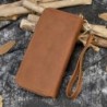 Men's Crazy Horse Leather Long Leather Zipper Wallet