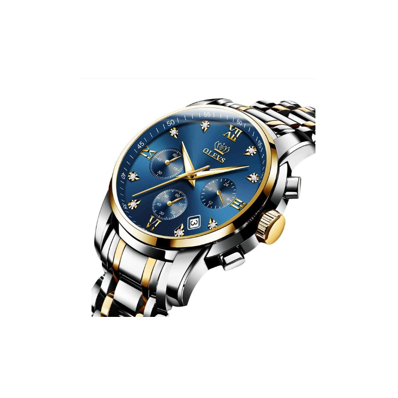 Luxury Men Watches Chronograph Stainless Steel Waterproof Quartz Wristwatches