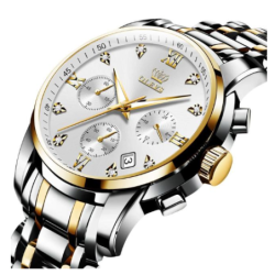 Luxury Men Watches Chronograph Stainless Steel Waterproof Quartz Wristwatches