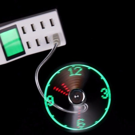 USB Fan Adjustable Mini Flexible Fan LED Light Time Clock Desktop Cool Gadget
