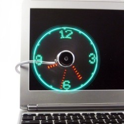 USB Fan Adjustable Mini Flexible Fan LED Light Time Clock Desktop Cool Gadget