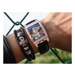 Daystar Unisex Stainless Steel Leather Watch