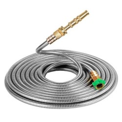 Stainless Steel Garden Hose With Brass Garden Hose Nozzle 25 Ft