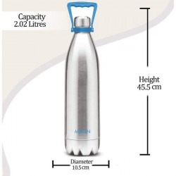 Milton duo 2200 thermosteel 24 hours hot and cold water bottle with handle 2.02 litres silver