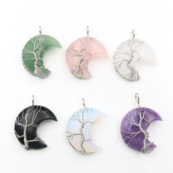 New Handmade Necklace  Crystal Stone Tree Of Life  Pendant Necklace Accessories
