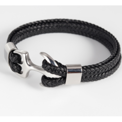 Men's Stainless Steel Anchor  Vintage Woven Leather  Multilayer Bracelet