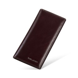 Men's Simplicity First Layer Card Clamp Cowhide Wallet