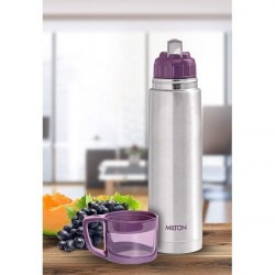Milton glassy 750 thermosteel 24 hours hot and cold water bottle with drinking cup lid 750 ml