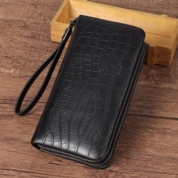 Men's Leather Long Zipper Multiple Card Slots Wallet