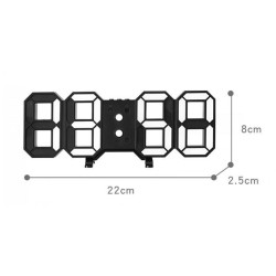 3D Remote Control Black LED Electronic  Hung And Can Stand Wall Clock
