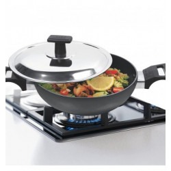 Milton Pro Cook Hard Anodized Kadhai With Stainless Steel Lid 24 cm