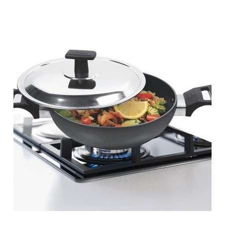 Milton Pro Cook Hard Anodized Kadhai With Stainless Steel Lid 24 cm