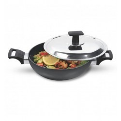 Milton Pro Cook Hard Anodized Kadhai With Stainless Steel Lid 26 cm