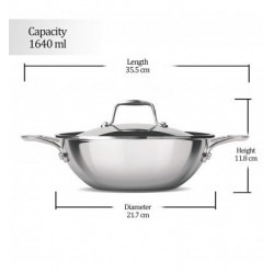 Milton Pro Cook Triply Stainless Steel Kadhai with Lid 20 cm