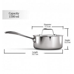 Milton Pro Cook Triply Stainless Steel Sauce Pan with Lid 16 cm
