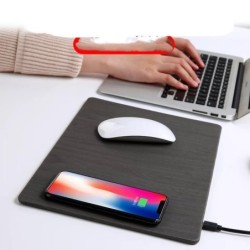 Mobile Phone Qi Wireless Charger Charging Mouse Pad Mat PU Leather Mousepad
