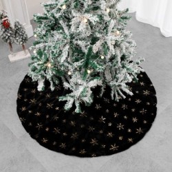 Home Decor Cushion Black Embroidered Velvet Christmas Tree Skirt