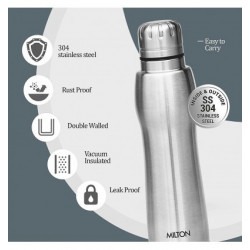 Milton Verve 600 Thermosteel 24 Hours Hot and Cold Water Bottle 600 ml Silver