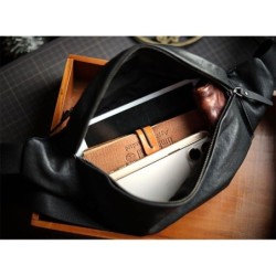 Men's Plant-tanned Cow Leather Cross-body Mobile Phone Bag