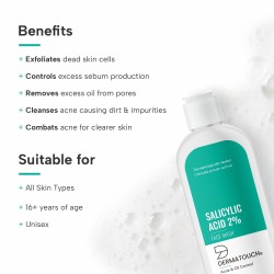 DERMATOUCH Salicylic Acid 2% Face Wash For Acne & Oil Control Suitable to All Skin Types For both Men & Women 50ML