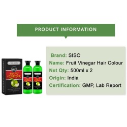 Siso Fruit Vinegar Hair Color Natural Black Color Dye for Hair Care Natural Ammonia Free Color Dye 500ml x 2
