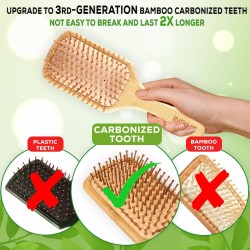 INSIME Bamboo Hair Brush with bamboo bristles Wooden Hair Brush for Women & Men