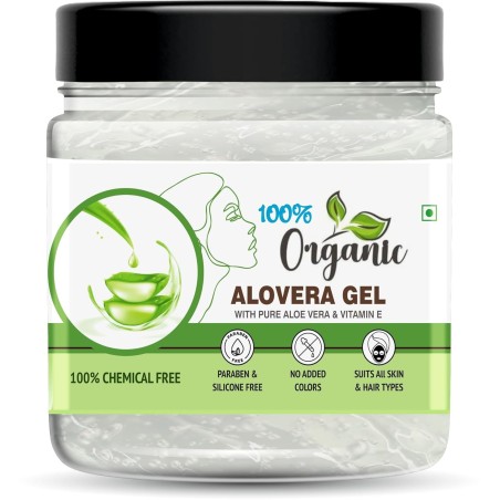 Organic 100% Aloe Vera Gel For Face with Natural Aloe Vera & Vitamin E for Skin and Hair 400gm Pack Of 1