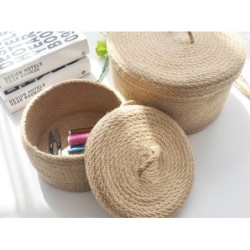 Japanese Style Linen Table Top Sundries Storage Basket (Large)