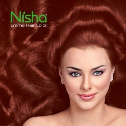 Nisha no ammonia cream hair color with rich bright long lasting shine hair color mahogany 5.5 100 ml each