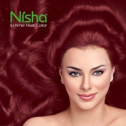 Nisha burgundy 3.16 permanent cream hair color 20gm colourant +20ml developer pack of 3