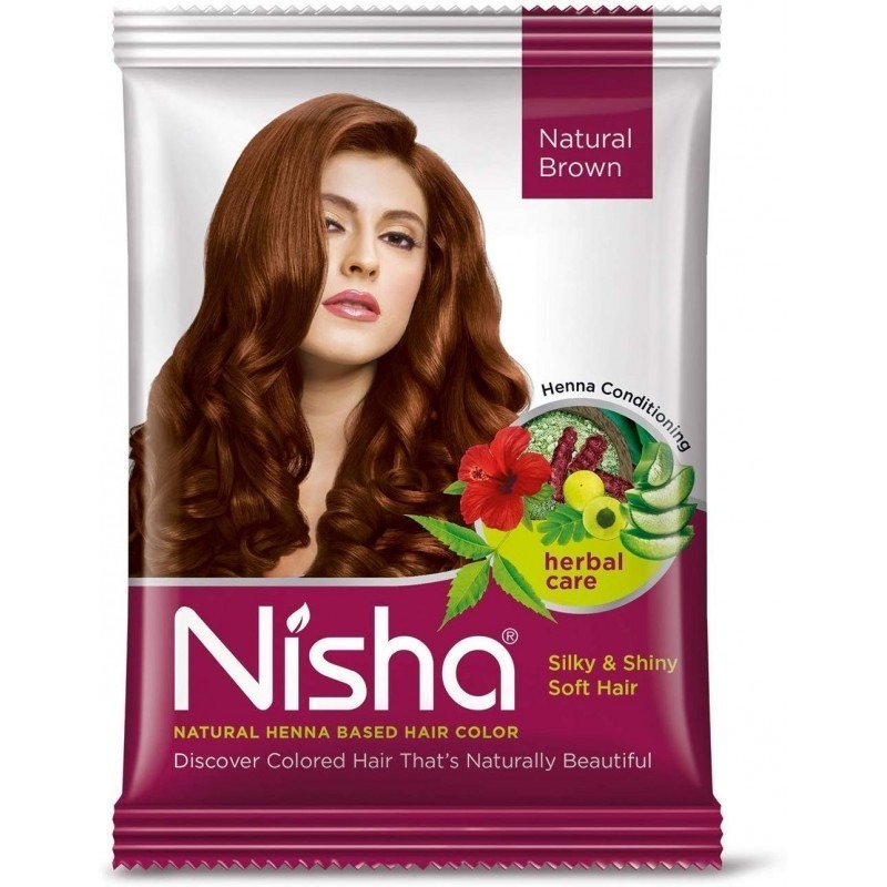Nisha natural henna dye for hair natural brown hair color powder 15gm pack of 10