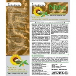 Nisha creme hair color 8.1 golden blonde 60gm + 90ml + 18ml nisha conditioner with natural herbs
