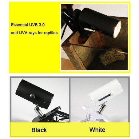 300W Reptile Light Stand: 360-Degree Rotation, Switch-Controlled, White or Black (Specify Color Preference)