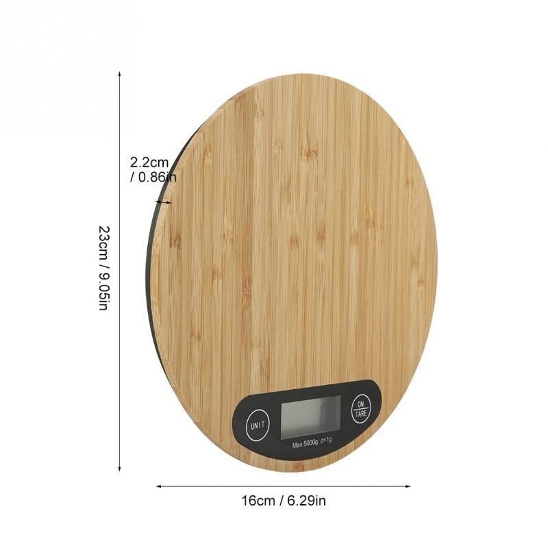 Bamboo Panel Electronic Kitchen Scale Big Round Baking Scale Gram Weight Scale