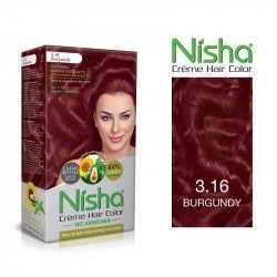 Nisha cream hair color (120 ml/each) with rich bright long lasting shine hair color no ammonia cream burgundy 3.16 pack of 1