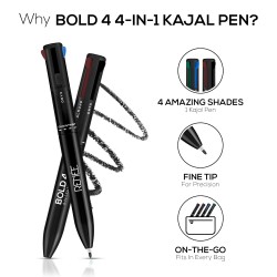 RENEE Bold 4-4-in-1 Kajal Four Shades Black Brown Teal & Blue Matte Finish Rich Color
