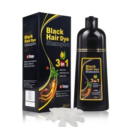 ZemGlam Herbal 3 in 1 Hair Dye Instant Black Hair Shampoo for Women & Men 500ML