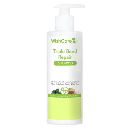 WishCare Triple Bond Repair Shampoo 5% AminoPeptide Complex & PCA Repairs Damaged & Frizzy Hair 250ml