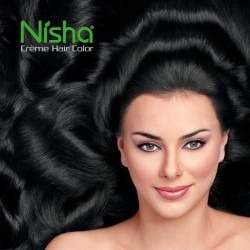 Nisha cream permanent hair color no ammonia cream 60gm+60ml each pack natural black pack of 1