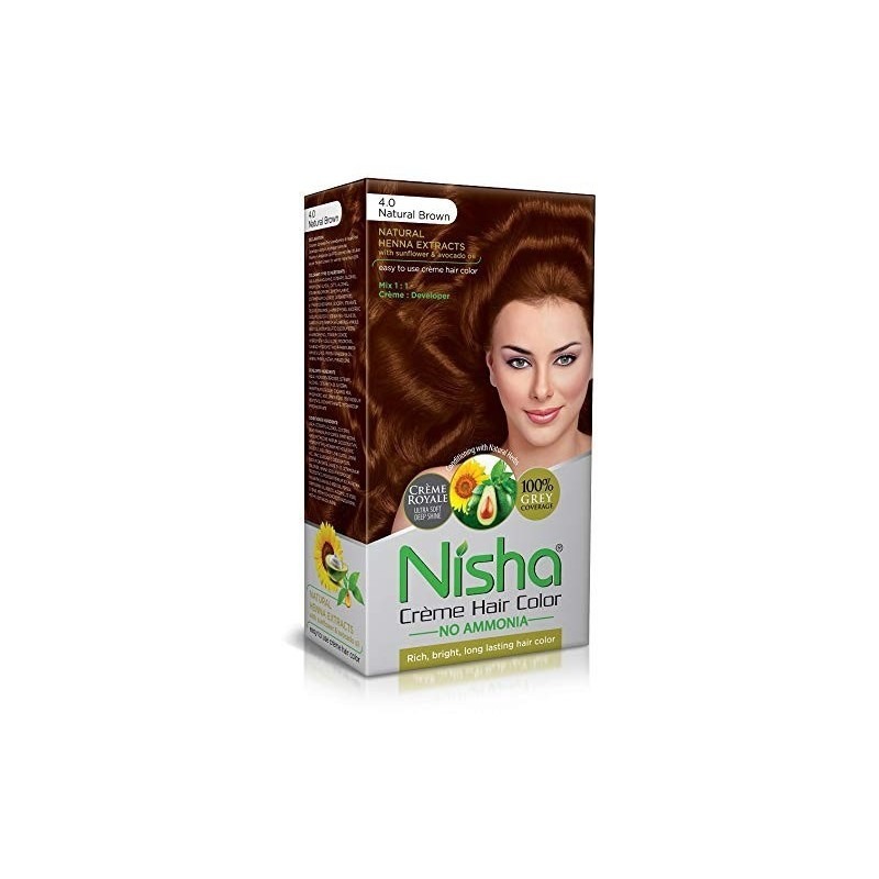 Nisha hair color natural brown hair colour crème 120gm ammonia free n