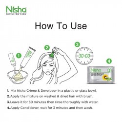 Nisha creme hair colour 3.5 chocolate brown 60gm + 60ml + 18ml nisha conditioner with natural herbs grey hair coverage pack of 2