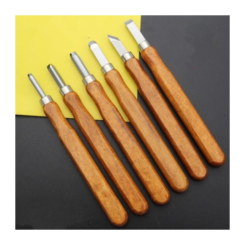 Mahogany 6 Sticks Carving Knife Handmade Woodcut Knife Eraser Engraving Set