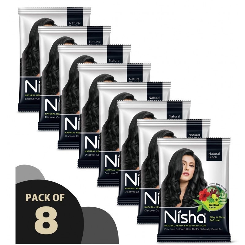Nisha henna-based hair color dye black hair color dye 25gm each packe