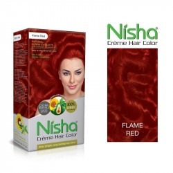 Nisha cream permanent hair color permanent fashion highlights 60gm+90ml each pack flame red pack of 2