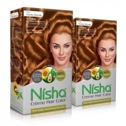 Nisha cream permanent hair color permanent fashion highlights 60gm+90ml each pack honey blonde pack of 2