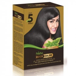 Nisha natural black henna hair color 5 minutes quick henna based hair color 3 packs black hair dye for men and women
