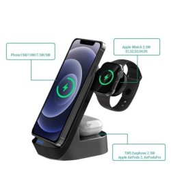 Foldable 3-in-1 Wireless Charger Vertical Stand 15W