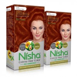 Nisha cream permanent hair color no ammonia cream 60gm+60ml each pack copper red pack of 2