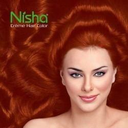 Nisha cream permanent hair color no ammonia cream 60gm+60ml each pack copper red pack of 2